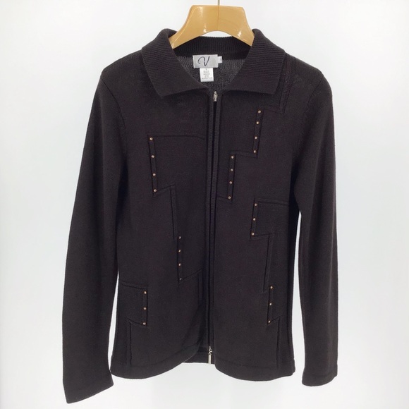 Variations Brown Cardigan with Rhinestones, Small - Picture 10 of 16